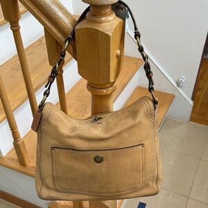Tan Coach Leather Shoulder Bag